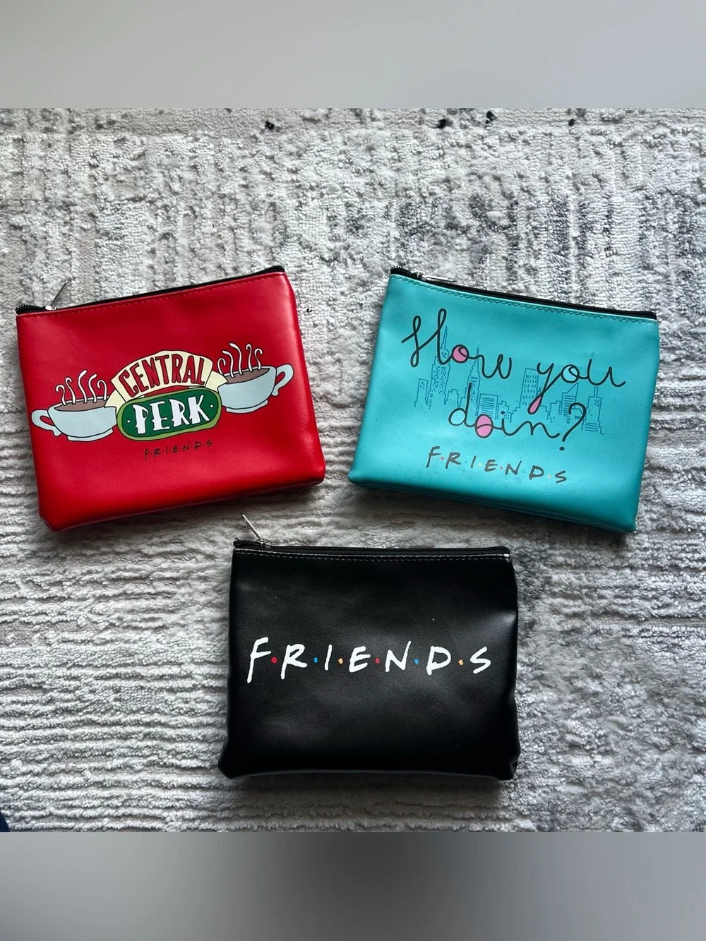 FRIENDS™ Black Logo Zip Pouch - Compact Travel Makeup Bags